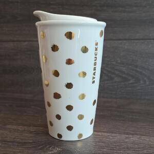 Starbucks White Mug with Gold Dots